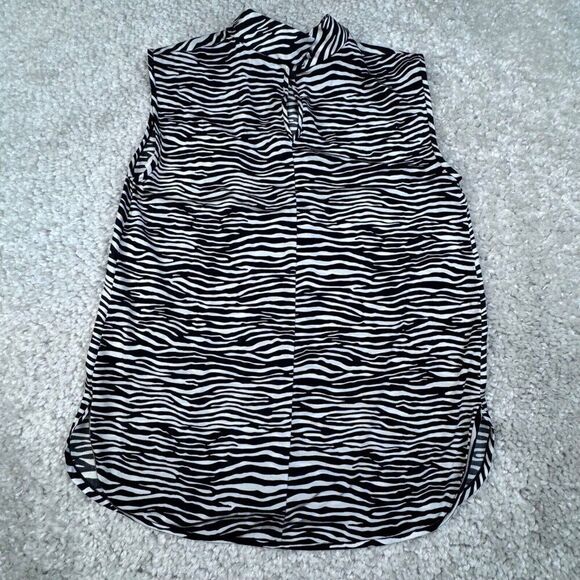 MaxMara Adda Zebra Print Silk Sleeveless Blouse 6 NEW - Picture 3 of 12